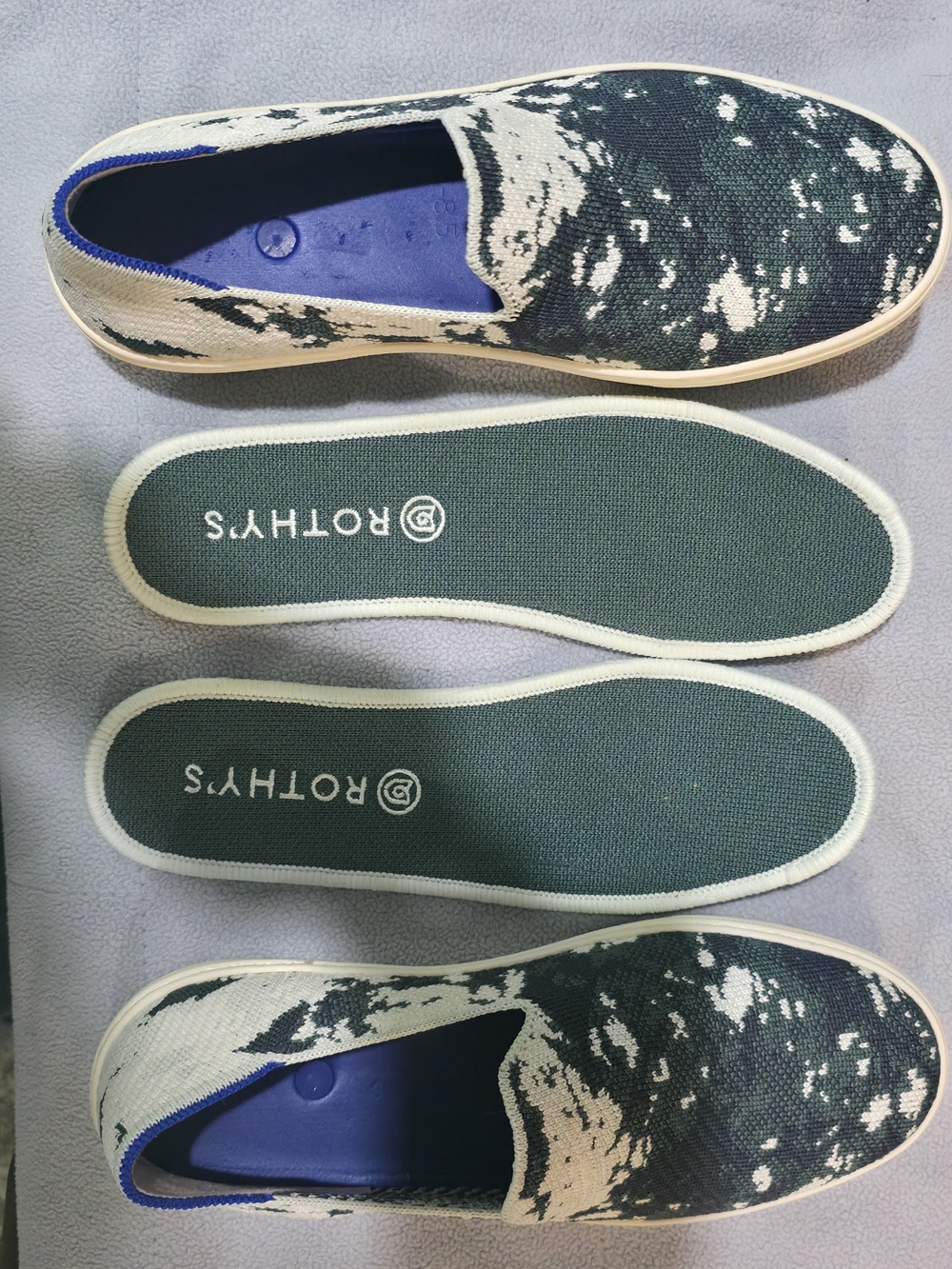 Rothy's Slip-On Shibori Green Sneakers